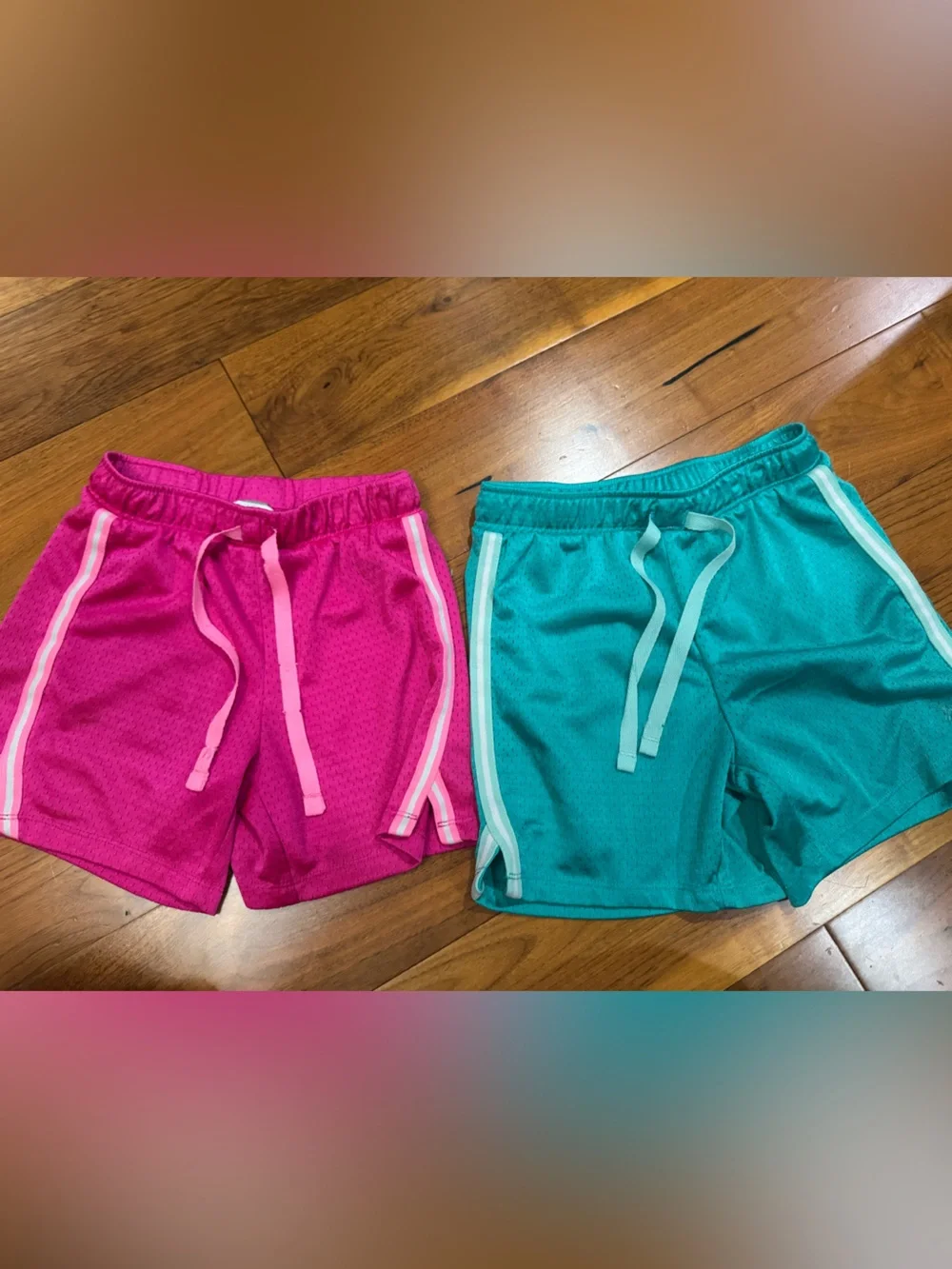 Old Navy Girls Athletic Drawstring Shorts - Hot Pink & Teal